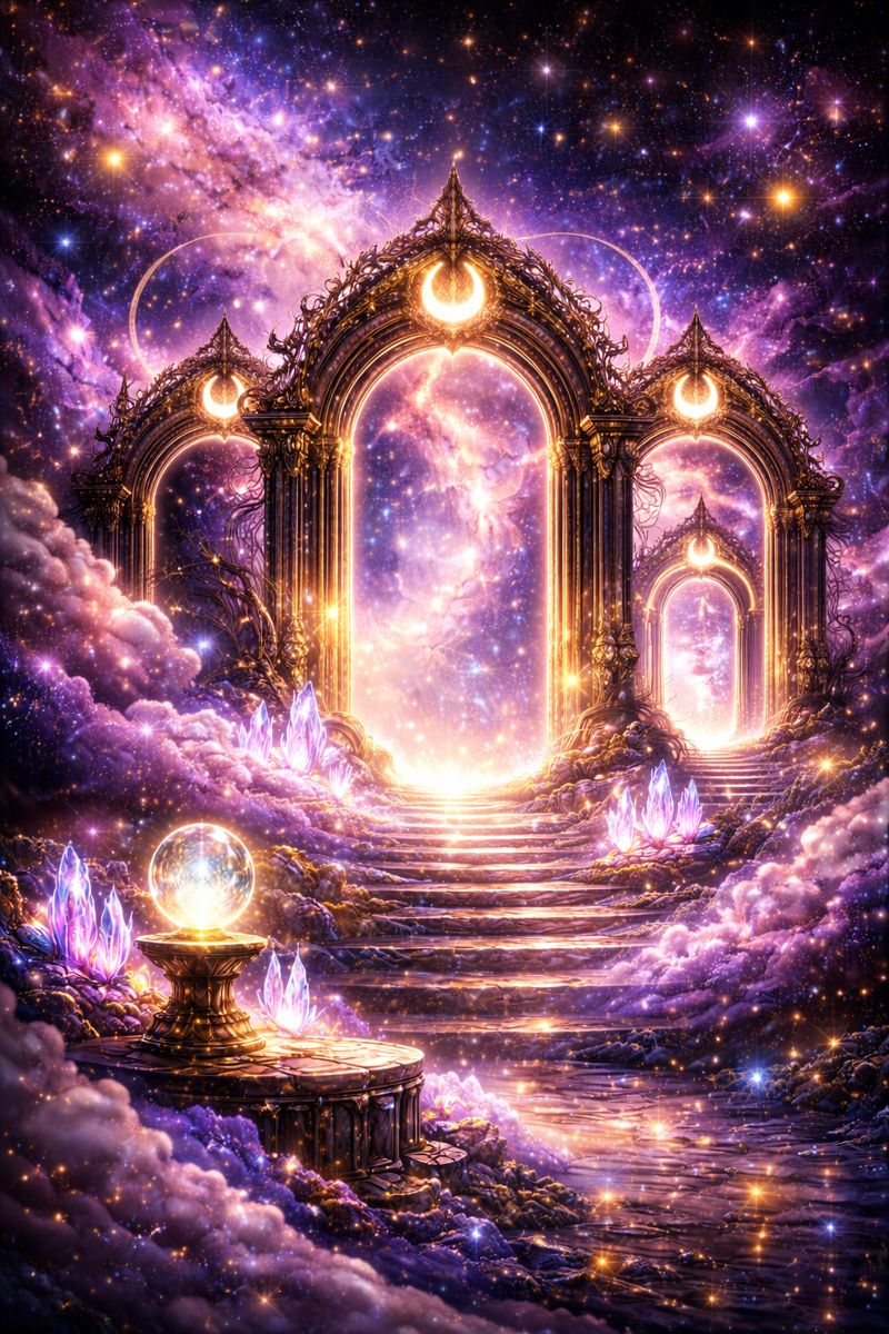 Celestial archways representing imagination, transformation, and possibility