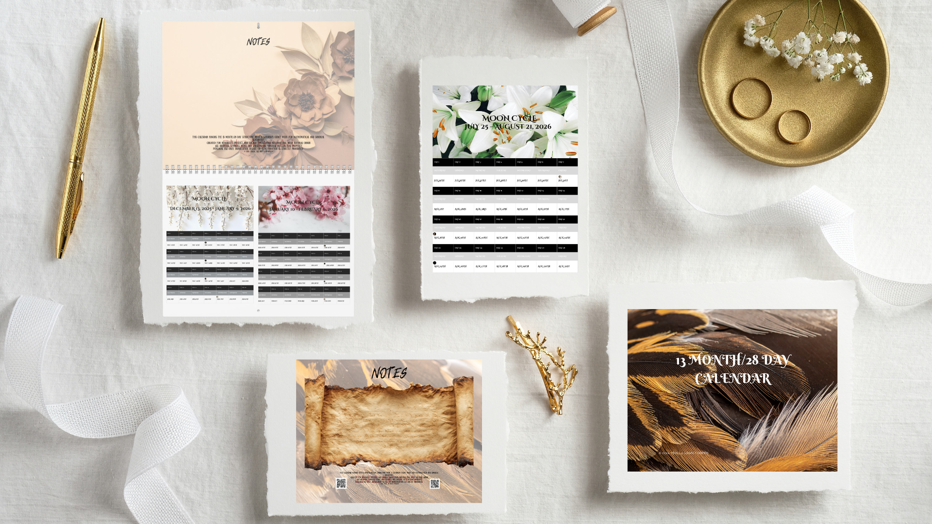 Money Meets Mysticism calendar shown as a wall mockup.