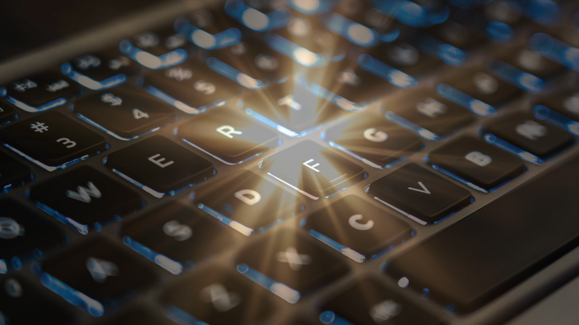 A keyboard on a desk in the studio.
